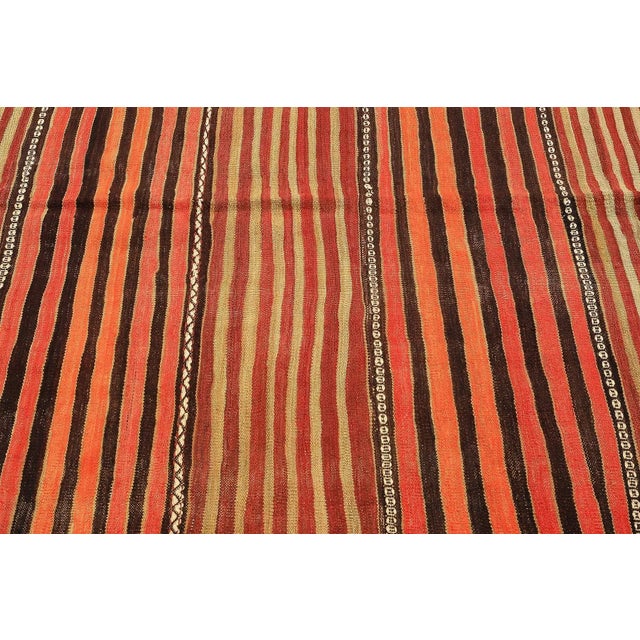 Mid 20th Century Striped Turkish Vintage Kilim Rug For Sale - Image 4 of 7