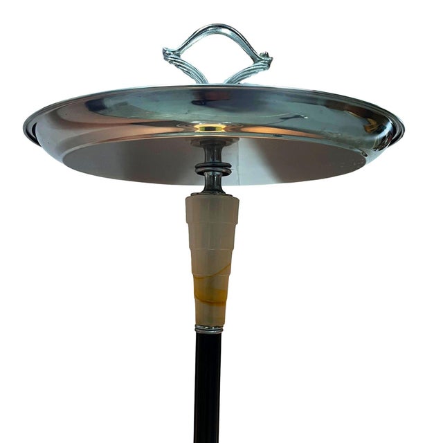 1930s 1930s Chrome Streamline Art Deco Drink Side Glass Top Table W/ Light Up Base For Sale - Image 5 of 7