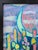 David Adickes "Crescent and Cactus" Modern Abstract Colorful Desert Night Landscape Painting, 1980's For Sale - Image 4 of 10