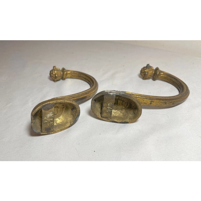 Bronze Pair of Antique 19th Century Gilt Bronze Ornate Victorian Wall Hooks Bracket For Sale - Image 8 of 9