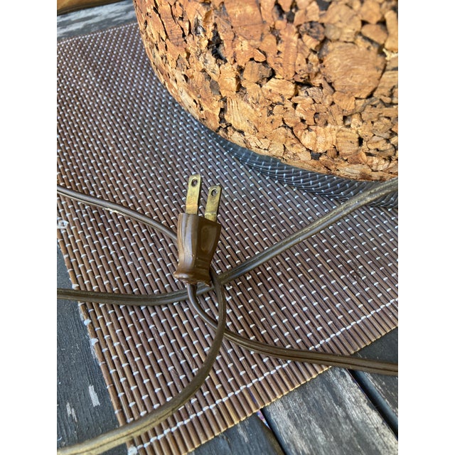 Wood Mid-Century Modern Chrome and Cork Large Table Lamp For Sale - Image 7 of 9