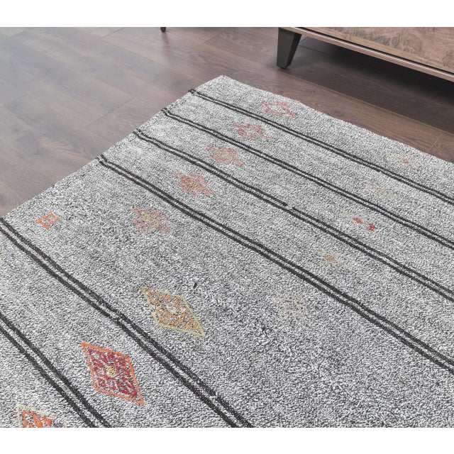 1970s 1970s Turkish Handmade Wool Kilim Striped Runner Rug For Sale - Image 5 of 8