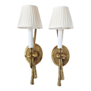 Vintage French Neoclassical Style Brass Wall Sconces-a Pair For Sale