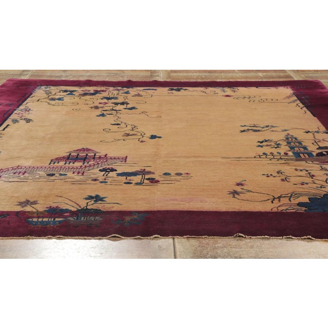 Textile Early 20th Century Antique Chinese Art Deco Rug, 09'01 X 11'02 For Sale - Image 7 of 9