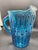 Mid-Century Modern Vintage Anchor Hocking Aquamarine Blue Tahiti Bamboo Glass Pitcher For Sale - Image 3 of 3