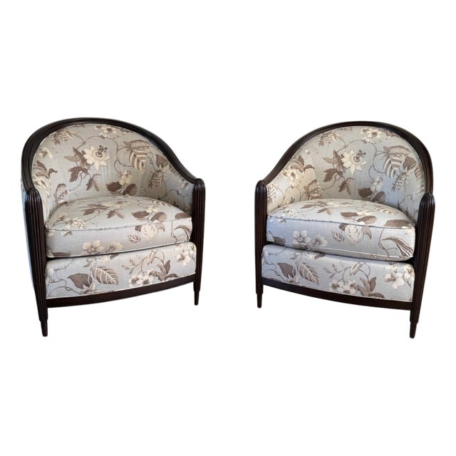 Thomasville Exposed Wood Art Deco Lounge Chairs, a Pair For Sale