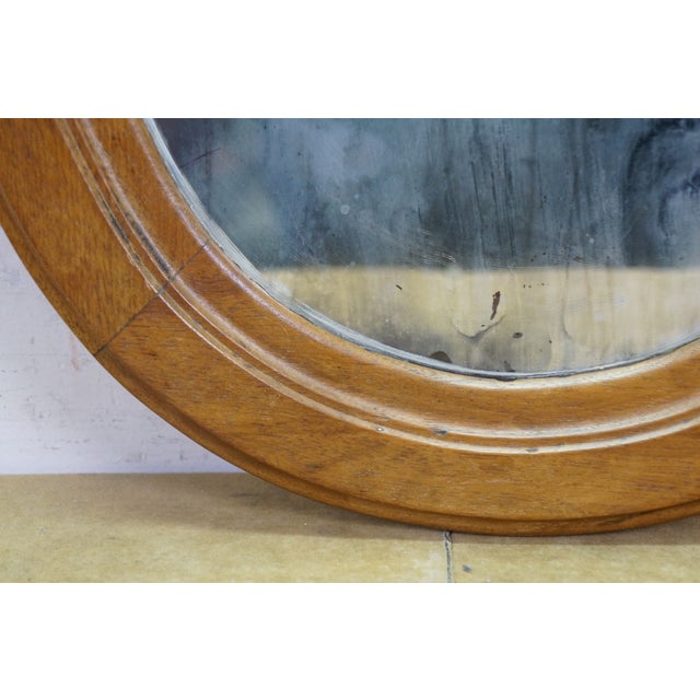 Antique Victorian Mahogany Oval Vanity Wishbone Dressing Wall Mirror 28" For Sale - Image 6 of 11