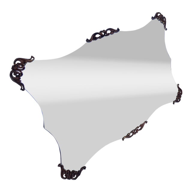 Vintage Mid Century Modern 1940’s Gold Rococo Hollywood Regency Wall Mirror For Sale