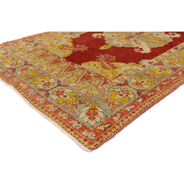 Antique Turkish Oushak Rug with Modern Spanish Jacobean Style 03'03 x 06'00. With its striking appeal and saturated color...