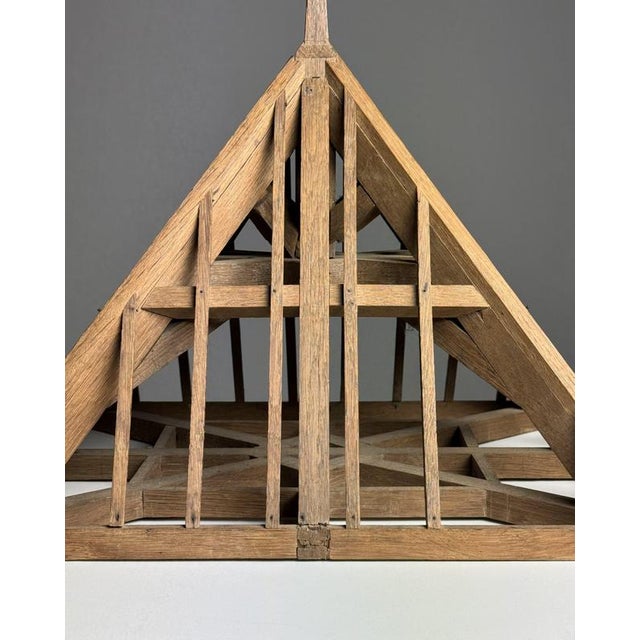 Brown French Roof Construction Model in Oak For Sale - Image 8 of 17