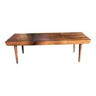 1960s Mid Century Modern Walnut Expanding Slat Bench or Coffee Table For Sale