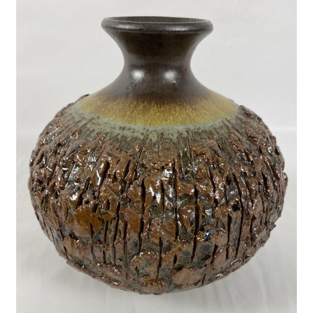 Mid-Century Modern Ceramic Vase Art Brut Style, Signed For Sale - Image 4 of 5