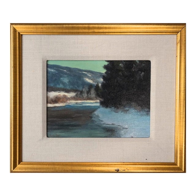 Stephen Day "River View - Winter" 2000 Original Oil Painting, Signed, Framed For Sale