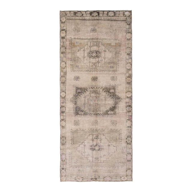 Washed Out Vintage Turkish Kars Rug - 5`3" X 12`6" For Sale