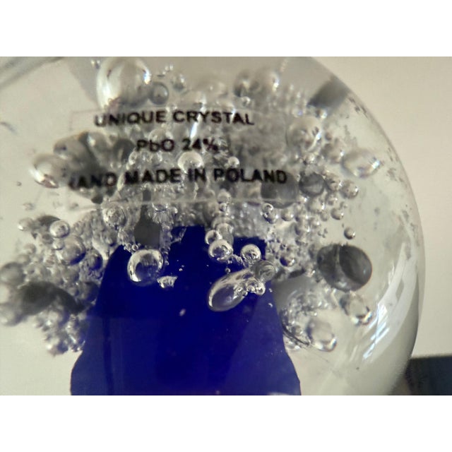 VTG F&c Crystal Art Glass Paperweight Controlled Bubble; Signed; Made in Poland For Sale In New York - Image 6 of 7