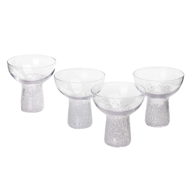 Dottie Clear White Dots Handblown Cocktail Glass - Set of 4 For Sale - Image 4 of 6