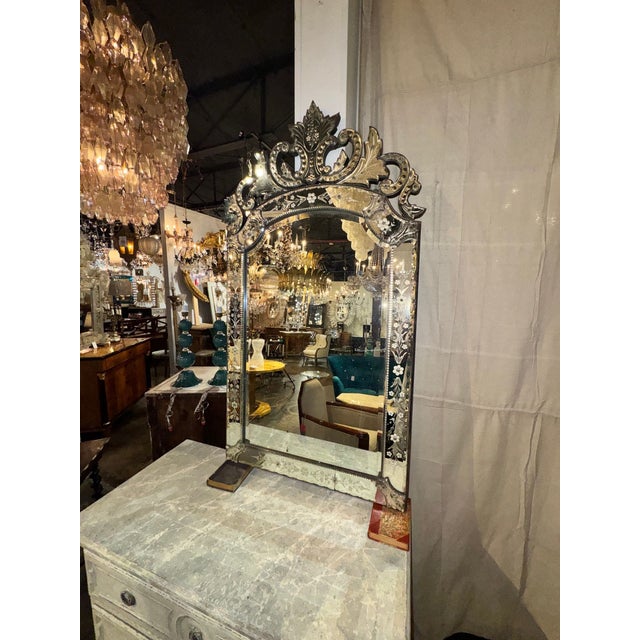 Traditional Early 20th C. Venetian Etched Mirror For Sale - Image 3 of 10