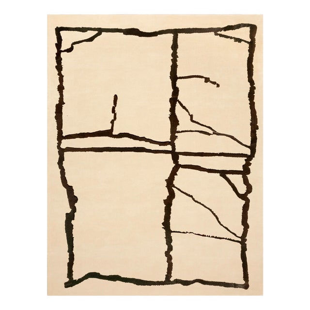 Modern Black and White Rectangular Iberia Rug by Tapis Studio for Hommés Studio For Sale