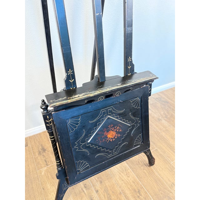 Antique 19th Century Eastlake Ebonized Cherry Studio Easel Aesthetic Movement Portfolio Stand For Sale - Image 14 of 18