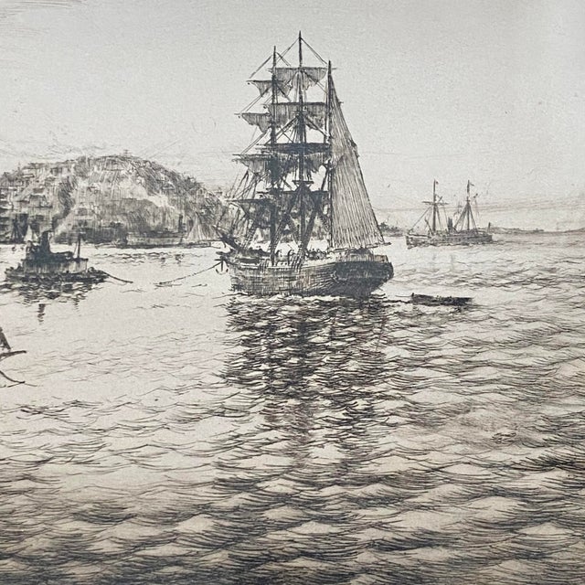 Realism Late 19th Century Charles A. Vanderhoof San Francisco Bay Etching, Framed For Sale - Image 3 of 6