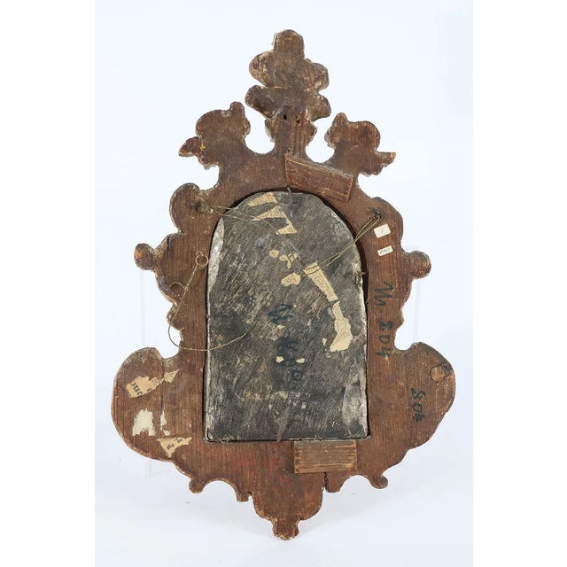 17th Century Annunciation Painting in Elaborate Giltwood Baroque Frame For Sale - Image 10 of 18