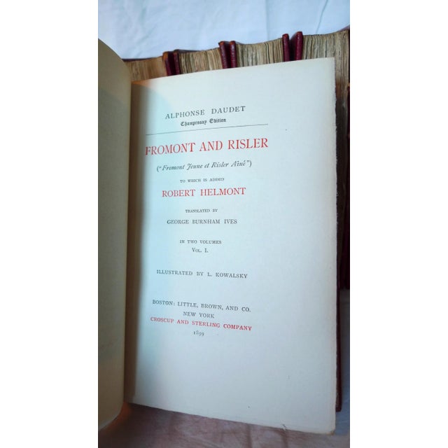 Red Late 19th Century Illustrated Red Leather Volumes, the Works of Alphonse Daudet - 11 Books. For Sale - Image 8 of 13