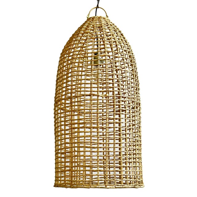 2020s Rattan Basket Bottle Pendant Light For Sale - Image 5 of 10