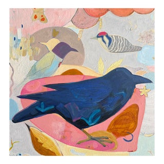 "Raven and Friends" a Bird Painting by LWren Walraven For Sale