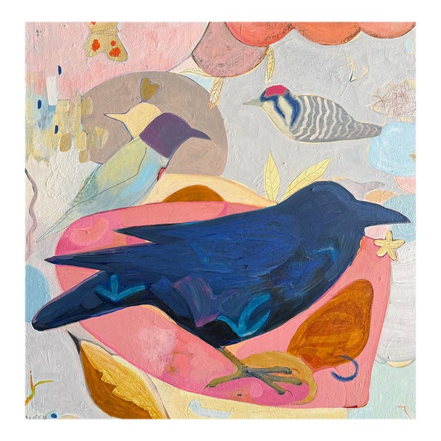 "Raven and Friends" a Bird Painting by LWren Walraven For Sale