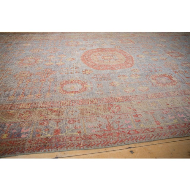 Blue Antique Distressed Khotan Carpet - 7'10" x 15'5" For Sale - Image 8 of 12