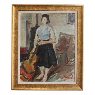 Carlo Striccoli, The Guitarist, 1960s, Oil on Canvas For Sale