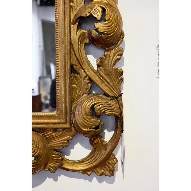 Large Italian Carved Giltwood Mirror With Shell Pediment and Acanthus Surround, c.1960 For Sale - Image 4 of 12