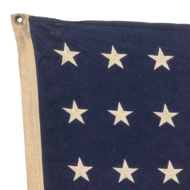 American Large Vintage Cotton Embroidered 48 Star American Flag For Sale - Image 3 of 7