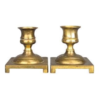 Pair of English Solid Brass Candlesticks For Sale