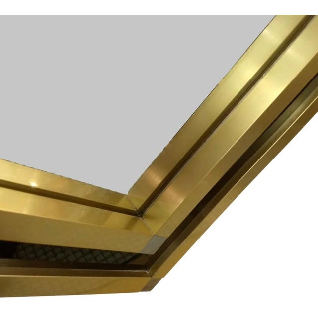 Mario Sabot Mid-Century Modern Italian Art Deco Style Brass Framed Wall Mirror For Sale In New York - Image 6 of 12