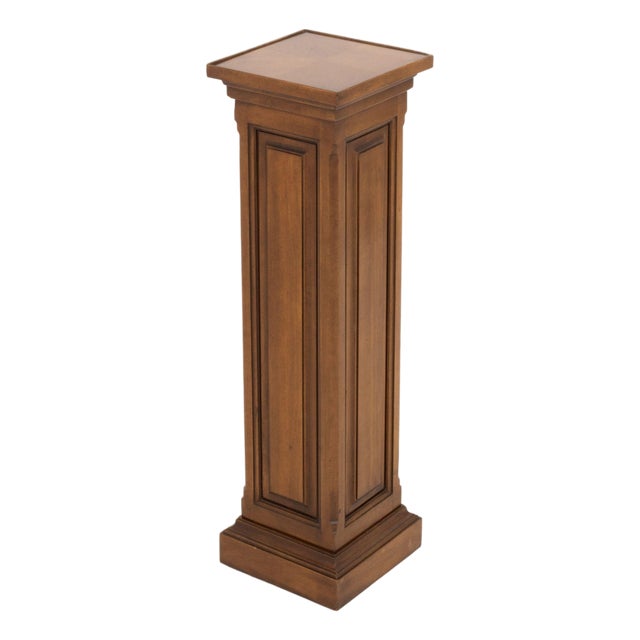 Neoclassical Style Walnut Pedestal Stand For Sale