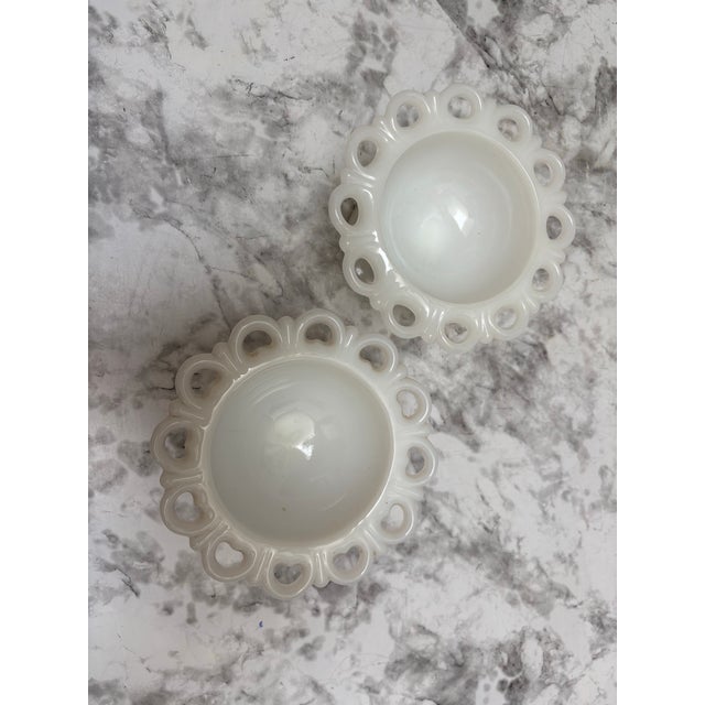 Mid-Century White Glass, Petite Pedestal Bowls, Set of Two For Sale In Sacramento - Image 6 of 6