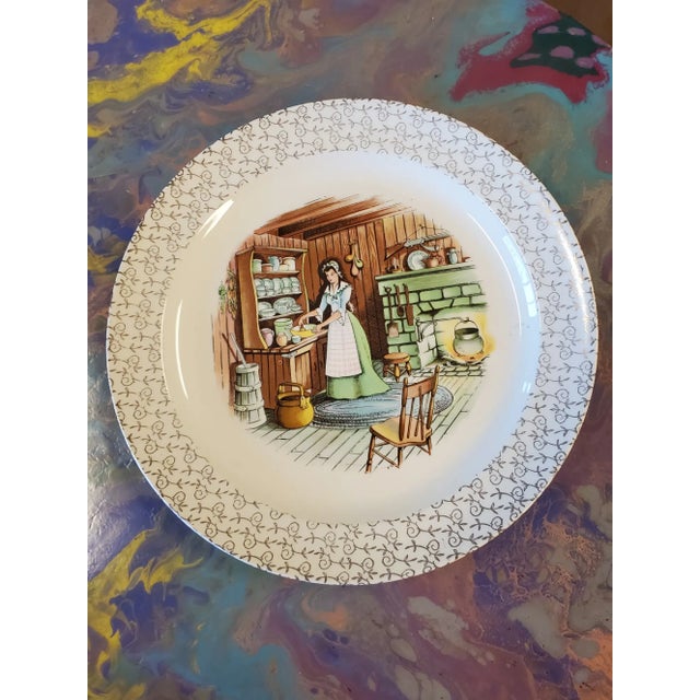 Primitive Depiction of Early American Life Plate, Taylor Smith and Taylor For Sale In Nashville - Image 6 of 6