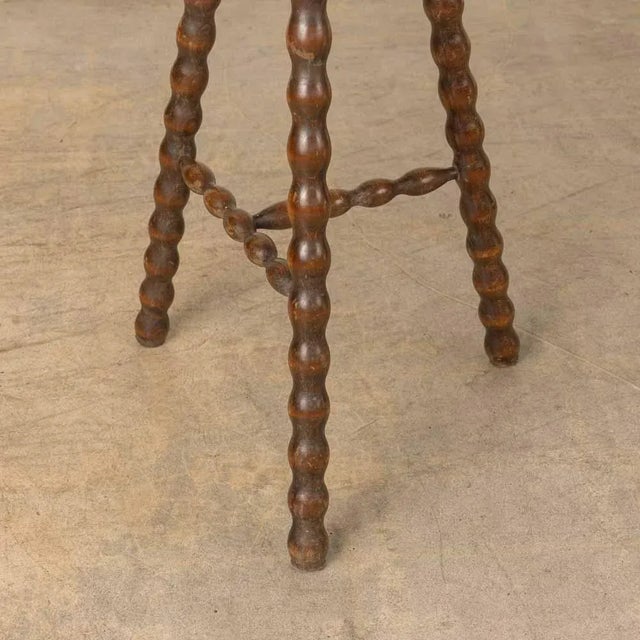 1950s Tall French Wood Tripod Stool For Sale - Image 9 of 9
