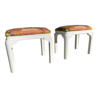 1980s Vintage Chinoiserie Ottomans - a Pair For Sale
