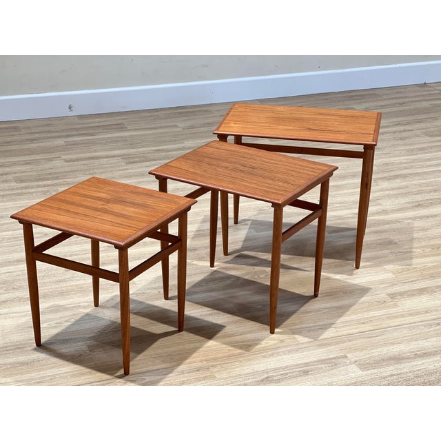 Danish Teak Nesting Tables attributed to Johannes Andersen, 1960s, Set of 3 For Sale - Image 6 of 8