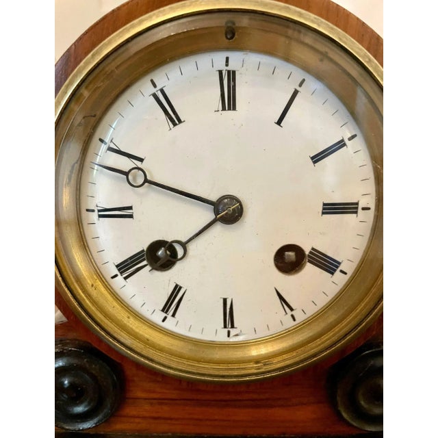 Brown Antique Victorian Walnut Desk Clock For Sale - Image 8 of 11
