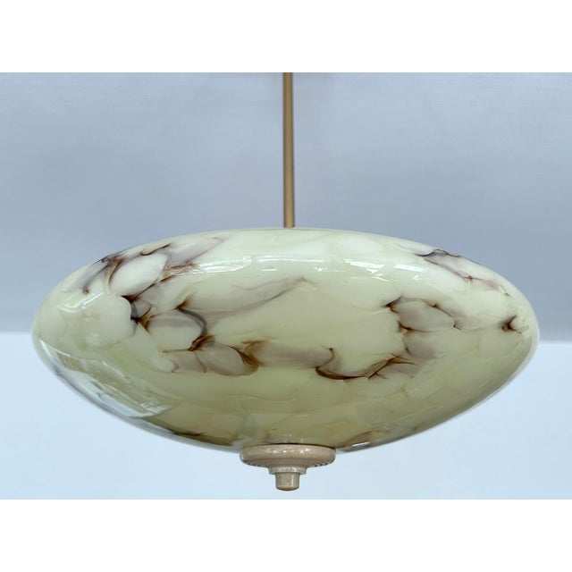 Art Deco Pendant Light in Ivory Marble Glass, 1930s For Sale - Image 10 of 18