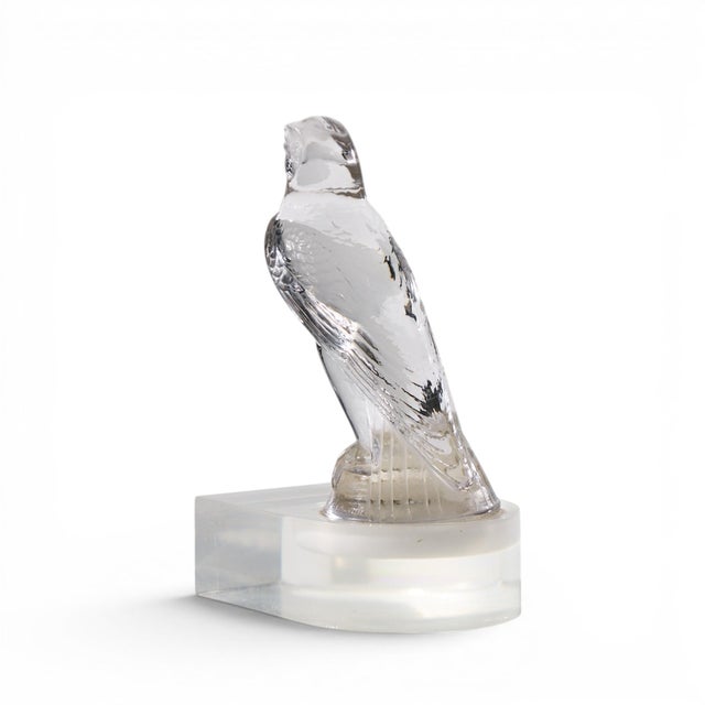 Transparent René Lalique Falcon Car Mascot Clear Glass Mounted Bookends - Pair For Sale - Image 8 of 12