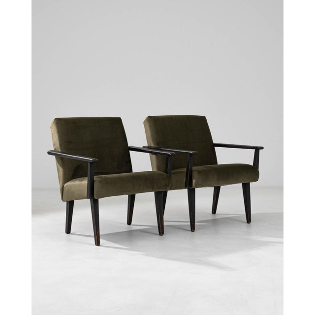 Wood 1960s Czech Upholstered Armchairs, a Pair For Sale - Image 7 of 18