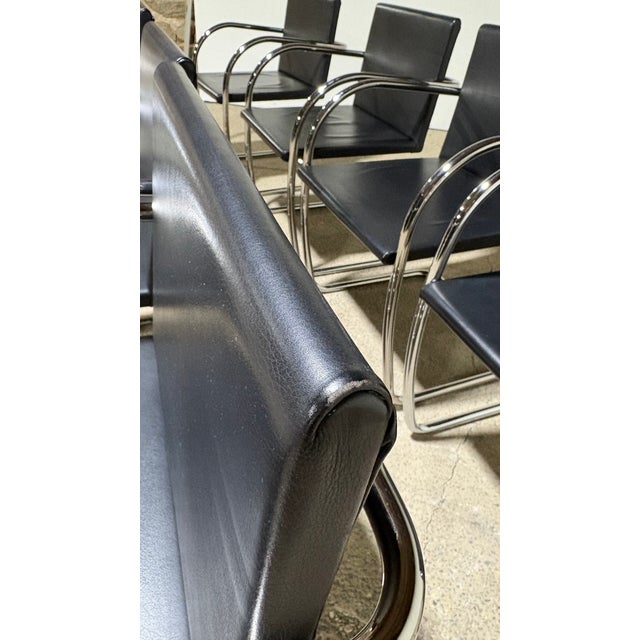 Knoll Brno Dining Chairs by Mies Van Der Rohe in Black Leather For Sale In Philadelphia - Image 6 of 6