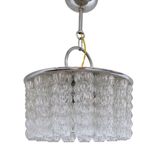 Mid-Century Glass and Chrome Chandelier, 1960s For Sale