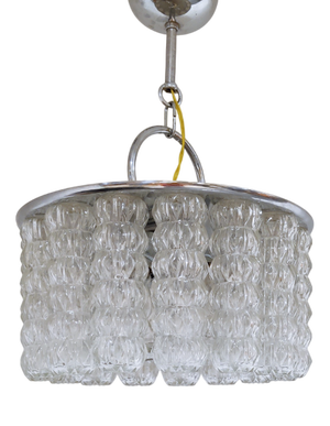Mid-Century Glass and Chrome Chandelier, 1960s
