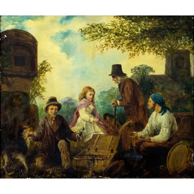 Beautiful Antique Oil Painting, "Outdoor Scene", with Figures, W. Bromley (UK,19C), 1800s!! This antique oil painting...