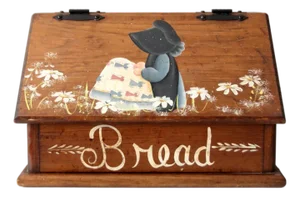 Vintage Storybook Folk Art Wood Bread Box